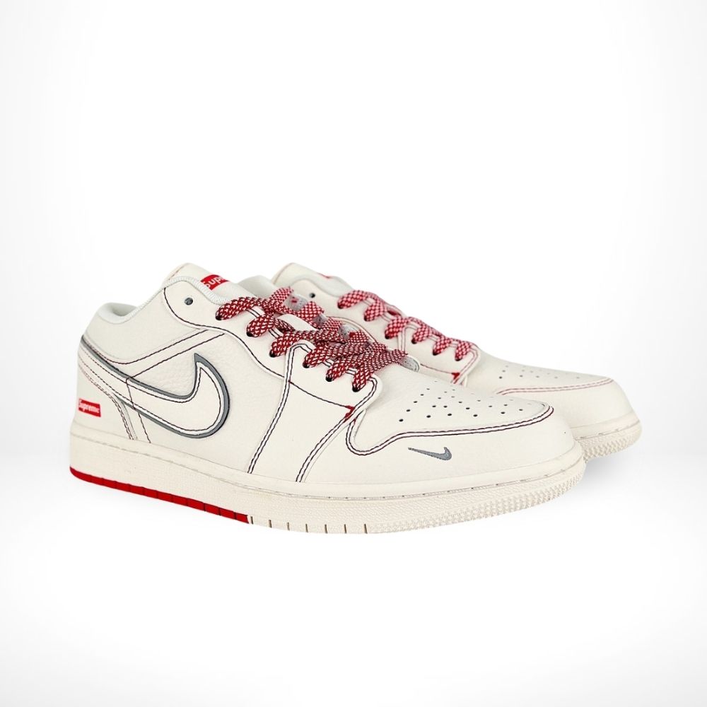 Air Jordan 1 Low x Supreme Sail White Red Custom