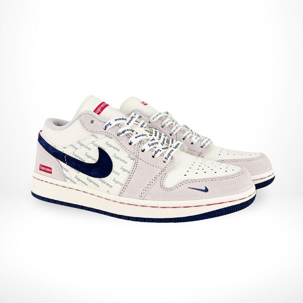 Air Jordan 1 Low x Supreme White Grey Custom
