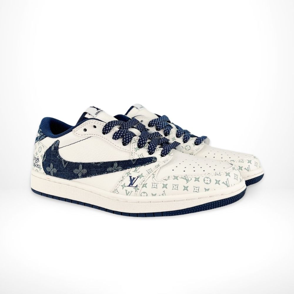 Air Jordan 1 Low x Travis Scott x Louis Vuitton White Navy Blue Custom