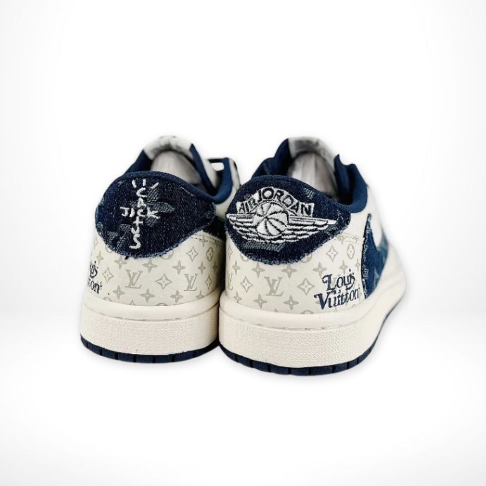 Air Jordan 1 Low x Travis Scott x Louis Vuitton White Navy Blue Custom